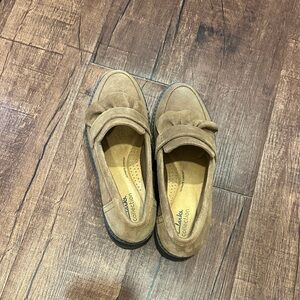 Clarks women Brown Suede Loafers